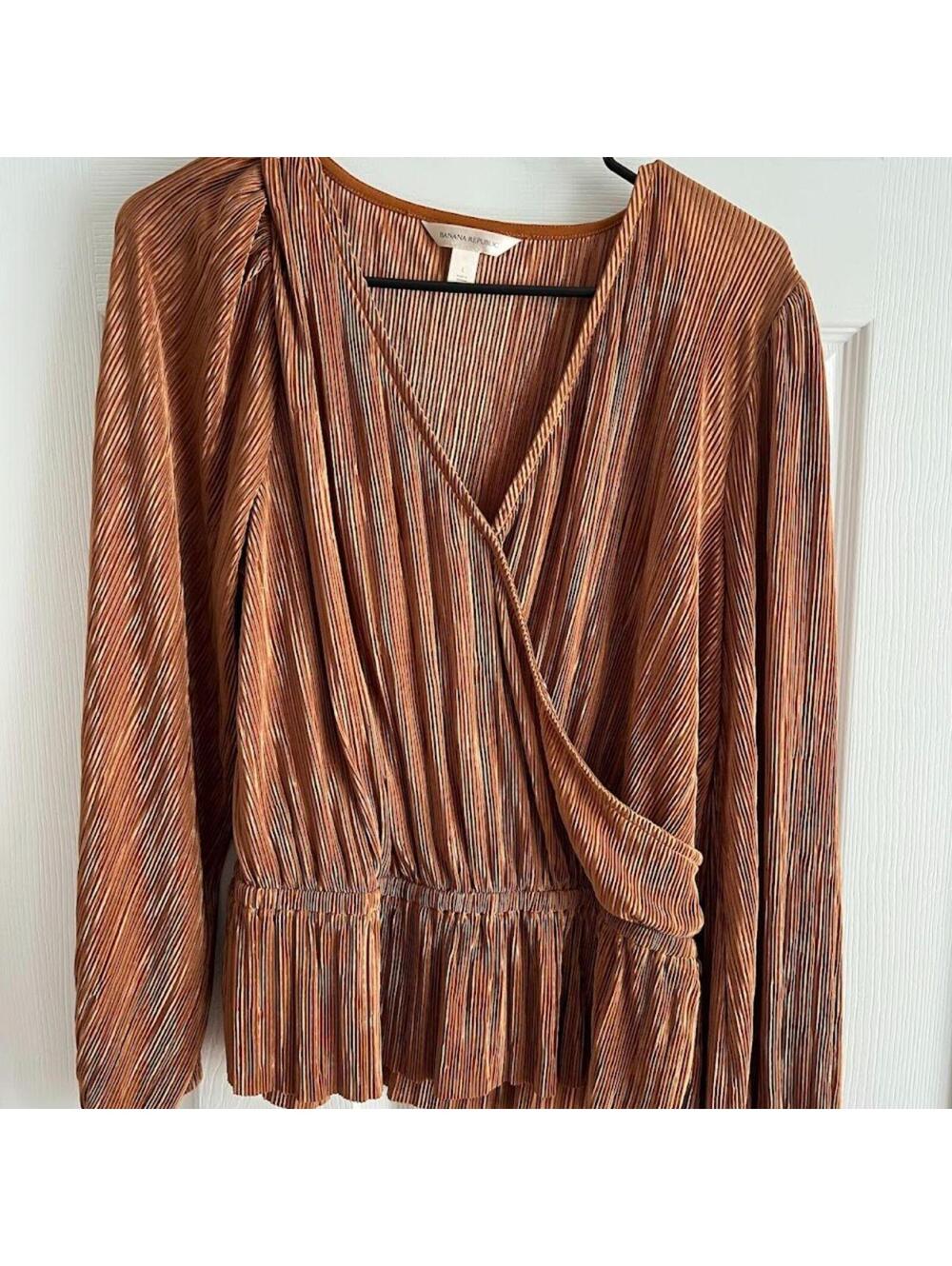 Banana Republic Metallic Blouse Copper Bronze Size Large